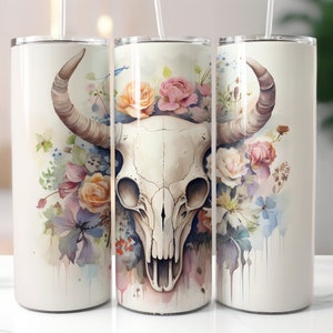Texas Longhorn Wrap voor 20oz magere bekers | Sublimatieontwerp | Recht en taps toelopend | PNG | Commercieel gebruik inbegrepen