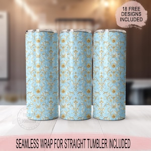 Luxurious Turquoise Gold Pattern for 20oz Skinny Tumblers | Sublimation Design | Straight | PNG | Commercial use Included