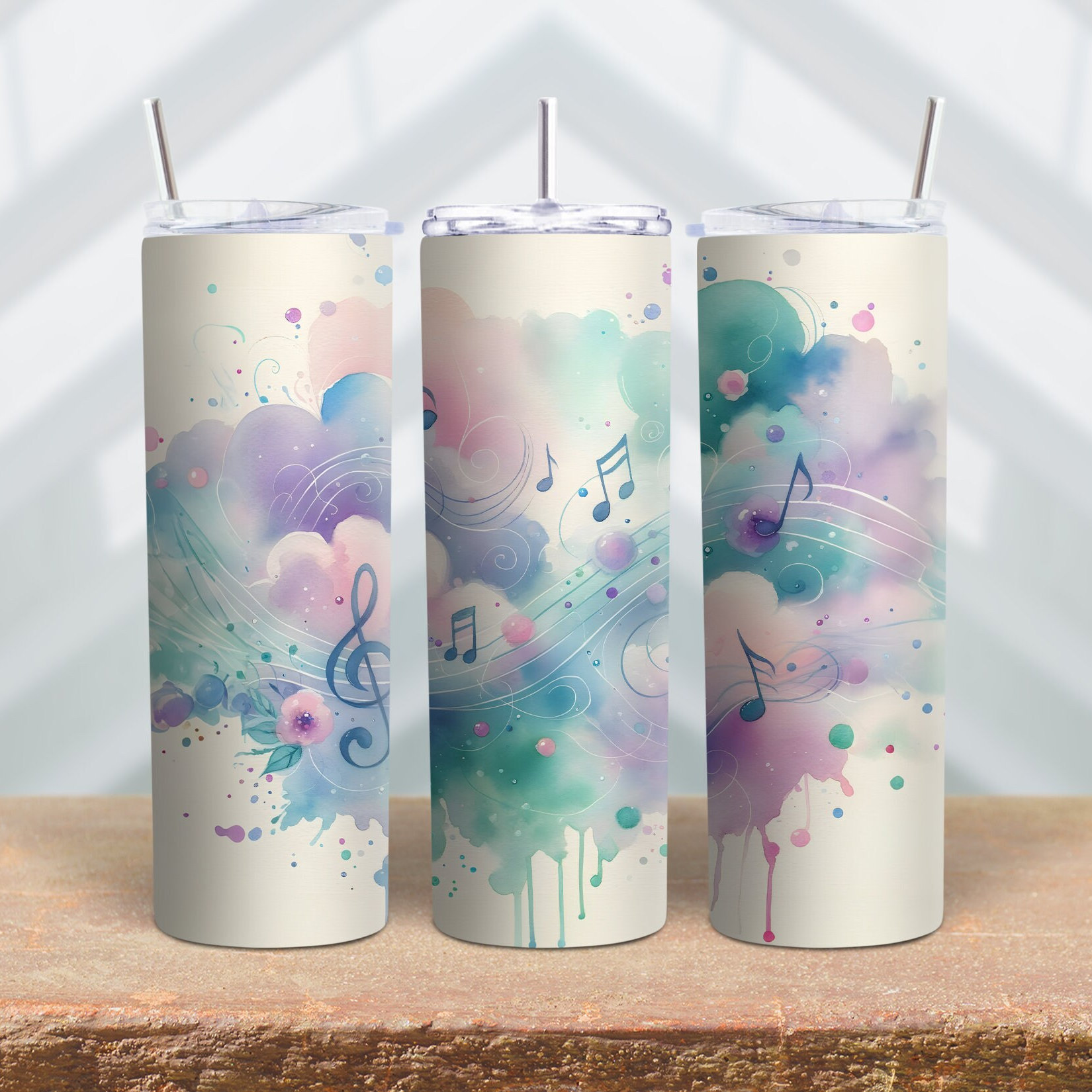 Pastel Music Notes Wrap for 20oz Skinny Tumblers | Sublimation Design ...
