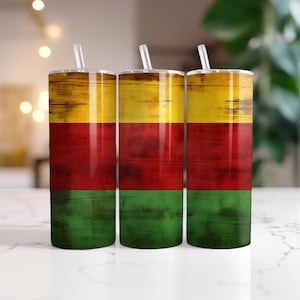 Reggae Vibes Vibrant Tri-Color Wrap for 20oz Skinny Tumblers | Sublimation Design | Straight | PNG | Commercial use Included