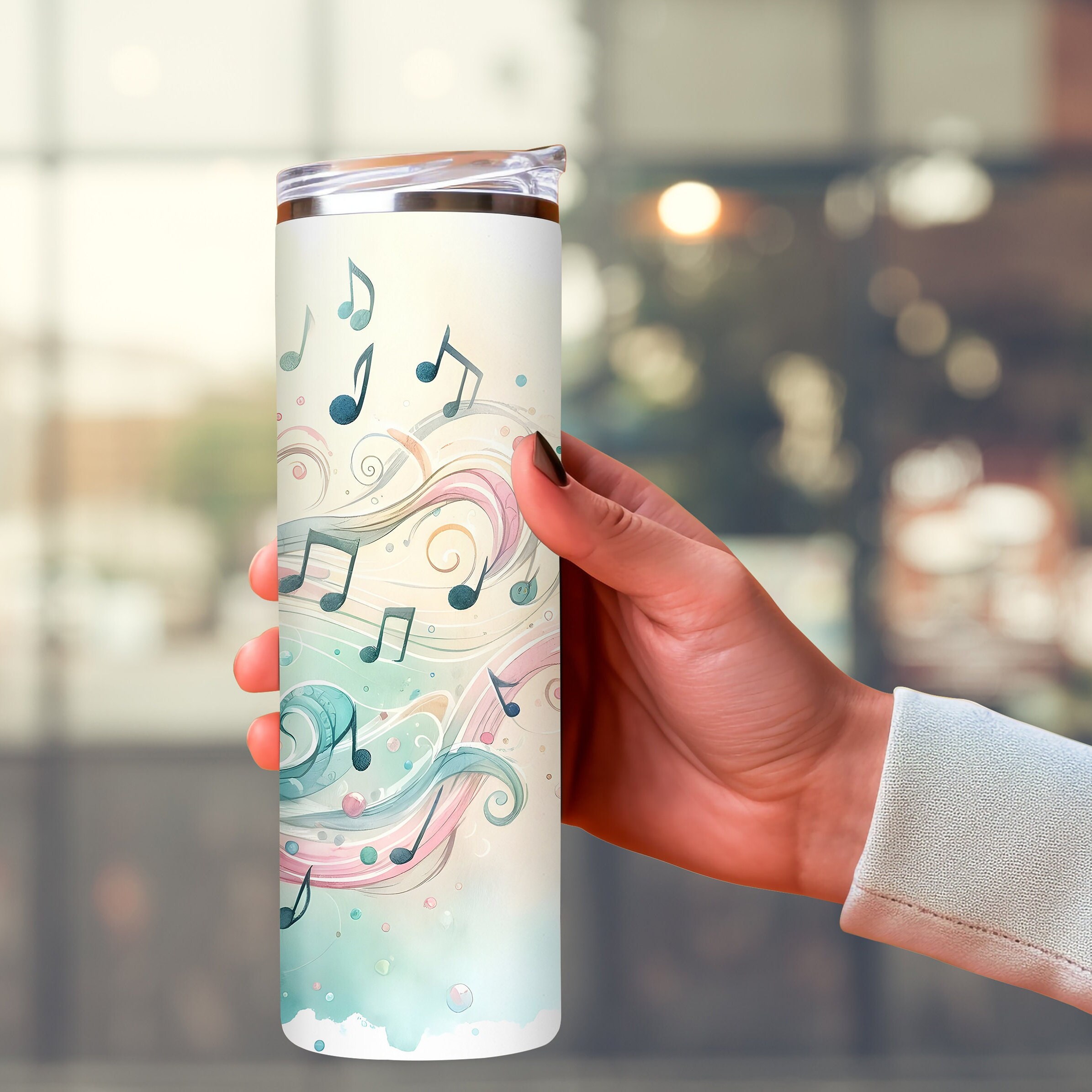Pastel Music Notes Wrap for 20oz Skinny Tumblers | Sublimation Design ...