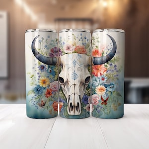 Texas Longhorn Wrap voor 20oz magere bekers | Sublimatieontwerp | Recht en taps toelopend | PNG | Commercieel gebruik inbegrepen