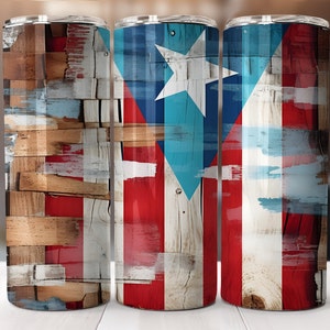 Painted Puerto Rico Flag Wrap for 20oz Skinny Tumblers | Sublimation Design | Straight & Tapered | PNG | Commercial use Included