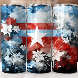 Abstracte Puerto Rico vlag wrap voor 20oz skinny tuimelaars | Sublimatieontwerp | Recht en taps toelopend | PNG | Commercieel gebruik inbegrepen