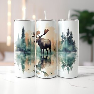 Moose Wrap for 20oz Skinny Tumblers | Sublimation Design | Straight & Tapered | PNG | Instant Download | Commercial use Included