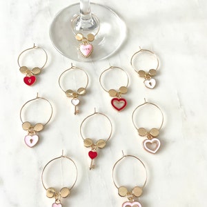 Heart themed wine charms