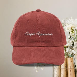 Vintage Embroidered Corduroy Film Crew Cap: Retro Script Supervisor Hat