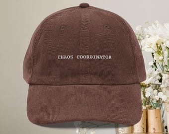 Embroidered "Chaos Coordinator" Corduroy Hat: Vintage Style Cap