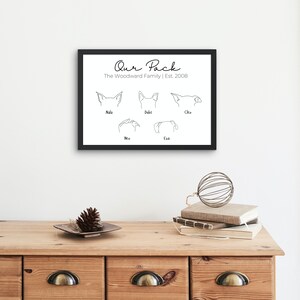 CUSTOM line art digital drawing DOG EARS, Dog digital portrait, Minimalist dog ear outline, Dog Wall Art