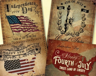 Vintage 4th of July decor, primitive Independence day printable, patriotic Americana ,USA flag, vintage Americana,