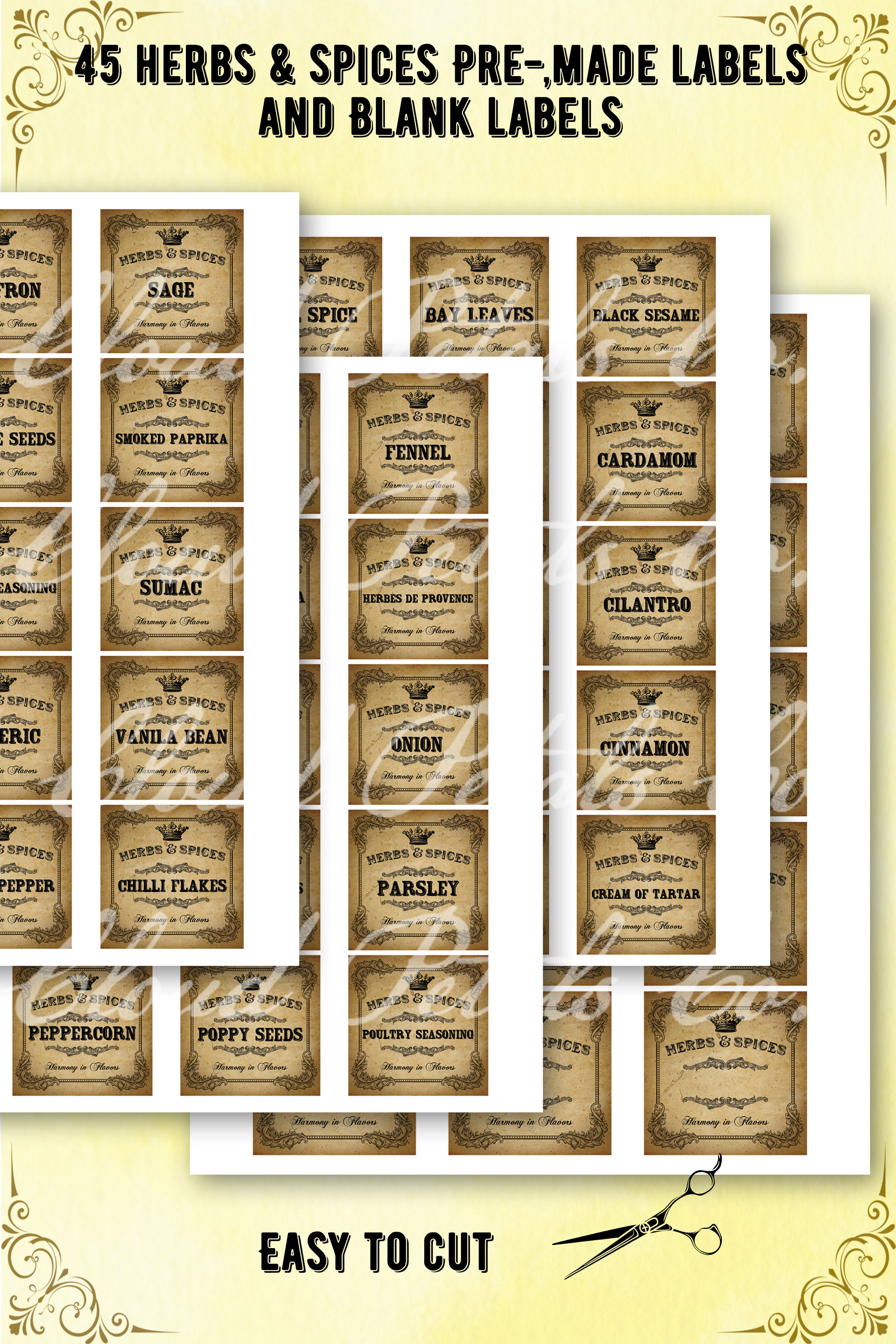 Vintage Spice Labels Vintage Kitchen Craft Labels for Jars Etsy