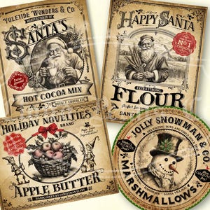 Vintage Weihnachtsetiketten, Etiketten zum Selbermachen, Etiketten für Gläser, Geschenkanhänger zum ausdrucken, digitaler Download