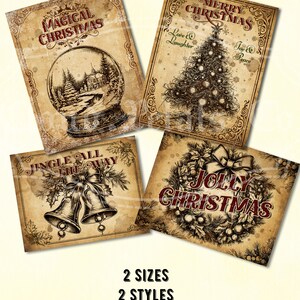 Vintage Christmas Printable Labels, Xmas Decor, Christmas Tree, Wreath ...