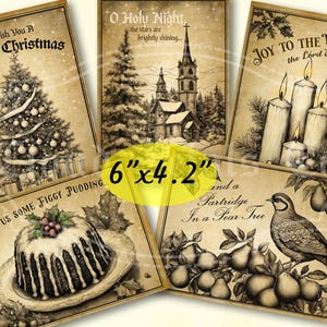 Vintage Weihnachtslieder Etiketten, Weihnachtslieder zum Ausdrucken, Frohe Weihnachten, DIY Weihnachtshandwerk, altes Weihnachtsdekor, digitaler Download