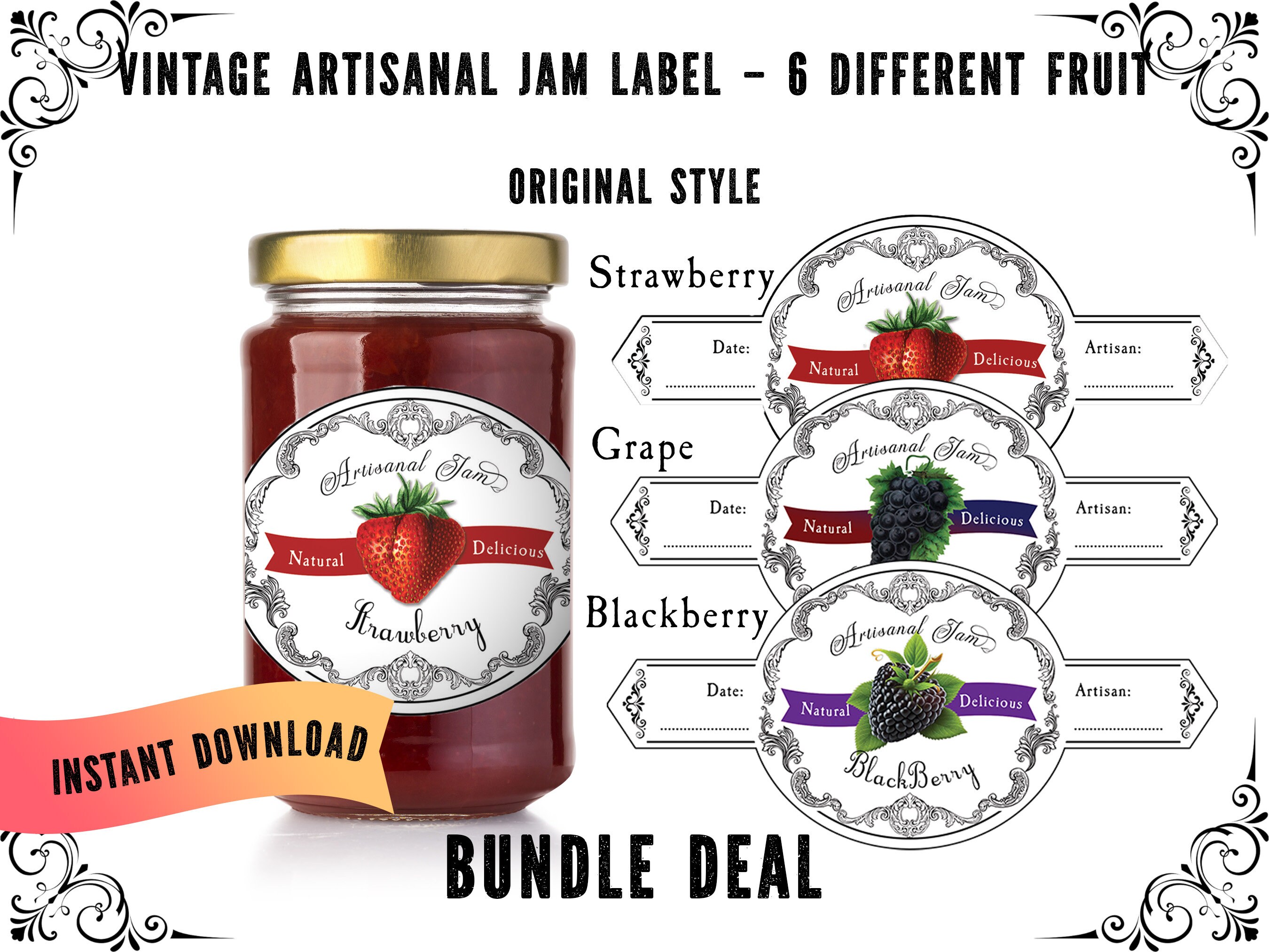 Jam Labels Bundle Editable Label Mixed Fruit Canning Jar - Etsy