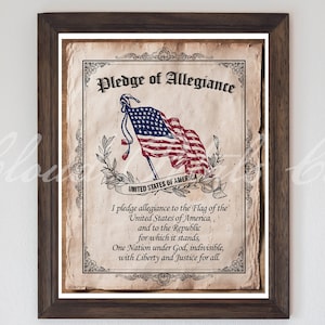 Vintage Pledge of Allegiance Art Print: Americana Patriotic Decor (Digital Download)