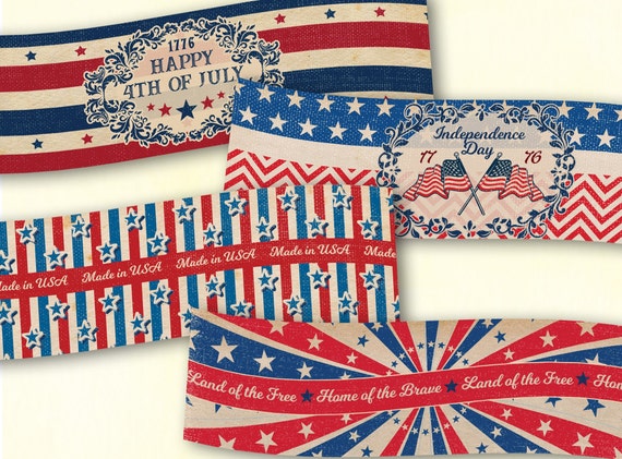 Vintage Patriotic 4th July Jar Labels, Independence Day Decor (Digital Download)
