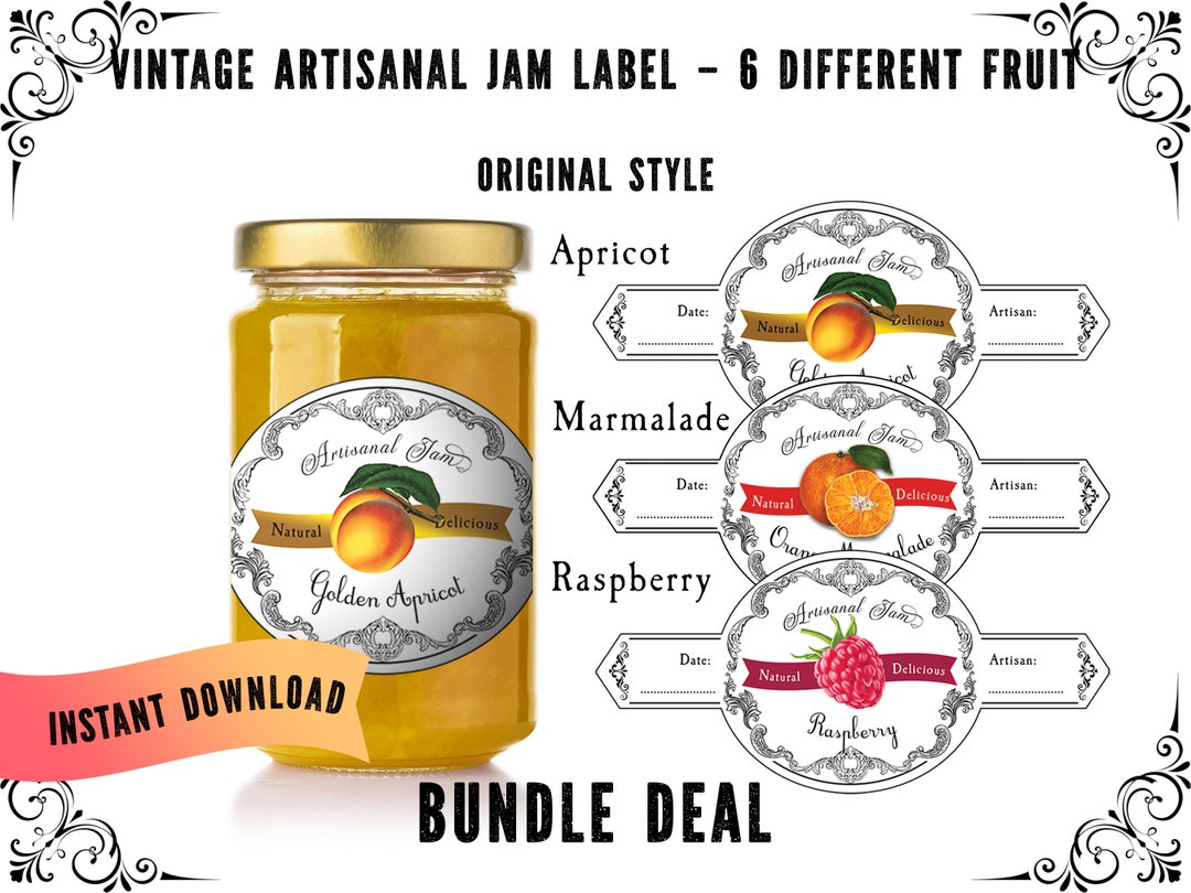 Jam Labels Bundle, Editable Label Mixed Fruit, Canning Jar Label