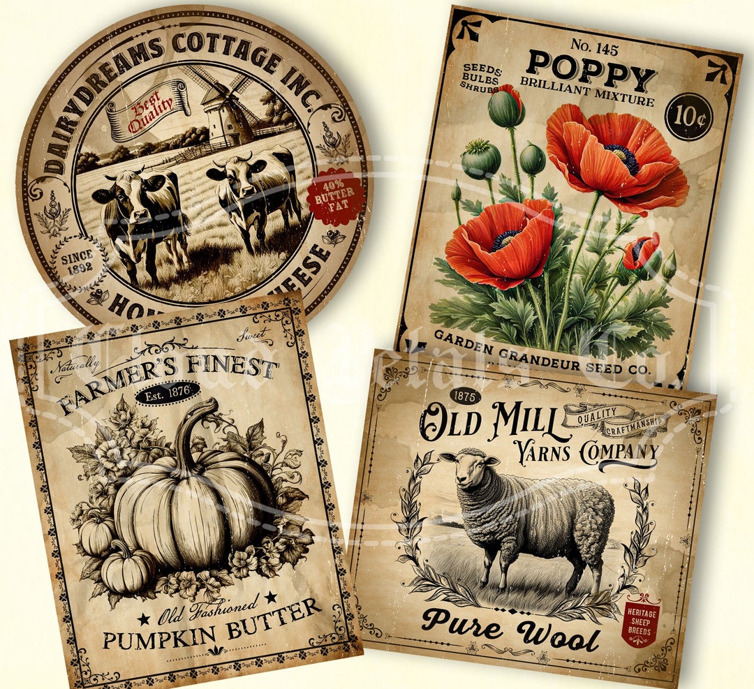 Vintage Kitchen Labels, Printable Kitchen Art, Labels for Jars ...