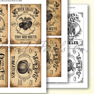 Vintage Kitchen Label, Vegetable Label Printable, Garden Label, Canning ...