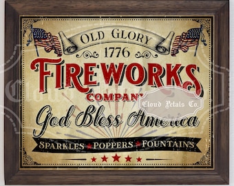 Vintage 4 juli-bord, patriottisch Americana-decor (digitale download)
