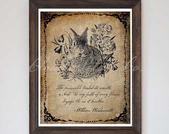 Vintage Rabbit Poem Print, Primitive Easter Decor (Digital Download)