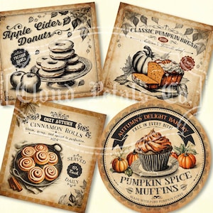 Vintage Fall Pantry Labels: Pumpkin Spice, Apple Cider (Digital Download)