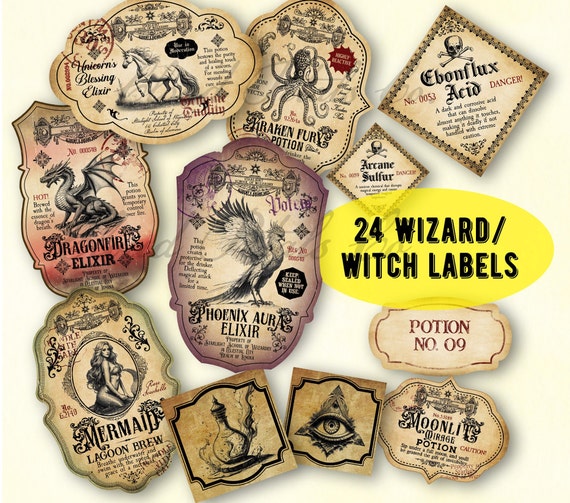 16 Blank Potion Labels, Make Your Own Custom Halloween Stickers