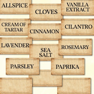Spice labels printable, small labels for jars, minimalist pantry label digital, herbs and spices blank labels, farmhouse kitchen decor