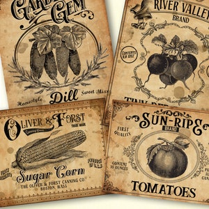 Vintage Kitchen Label, Vegetable Label Printable, Garden Label, Canning ...