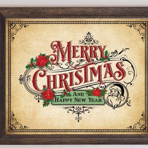 Sinal vintage de Feliz Natal, arte de parede, decoração de parede de Natal para impressão, letras vintage, tipografia de Feliz Natal, download digital, PNG