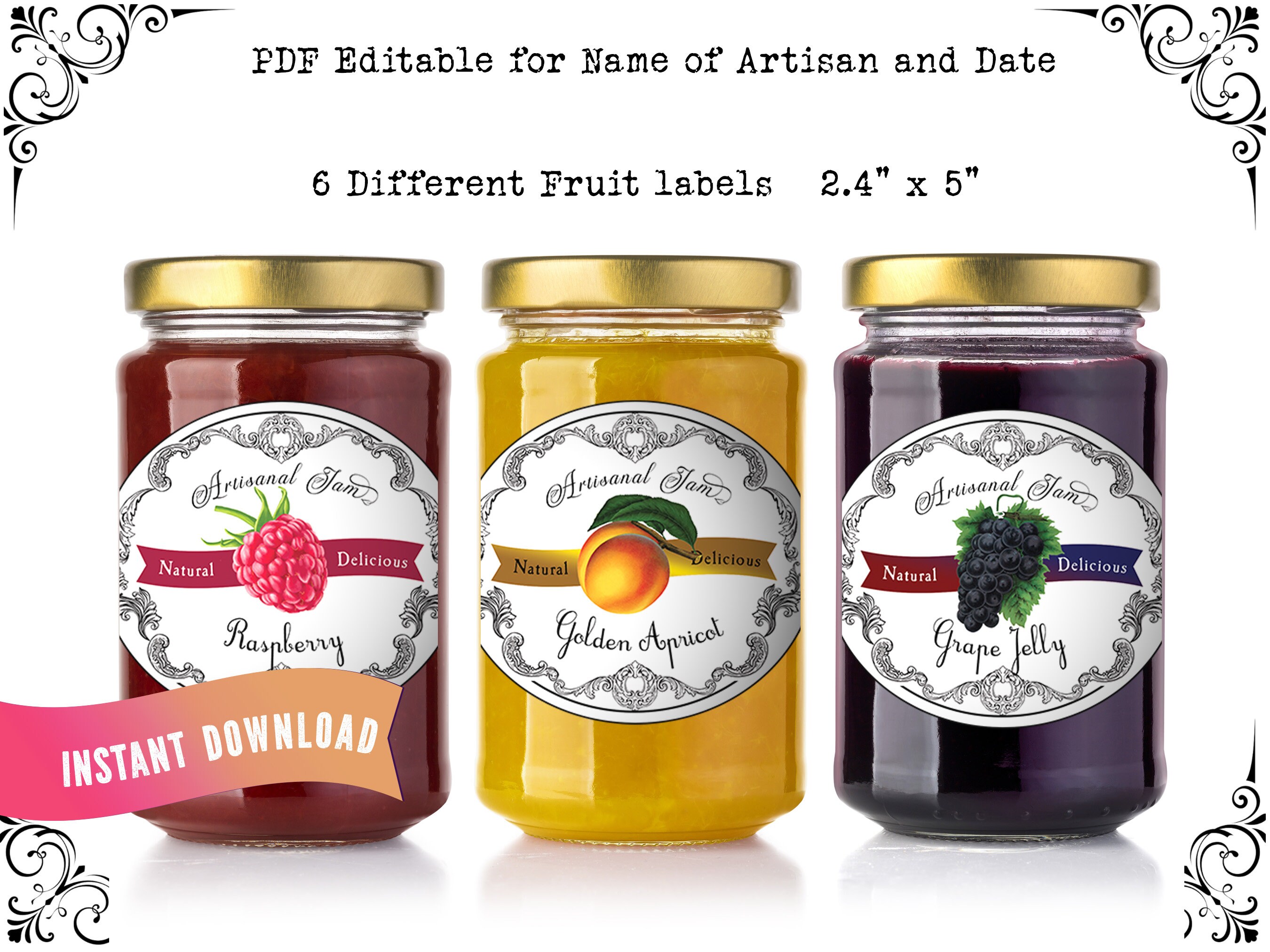Jam Labels Bundle Editable Label Mixed Fruit Canning Jar Etsy
