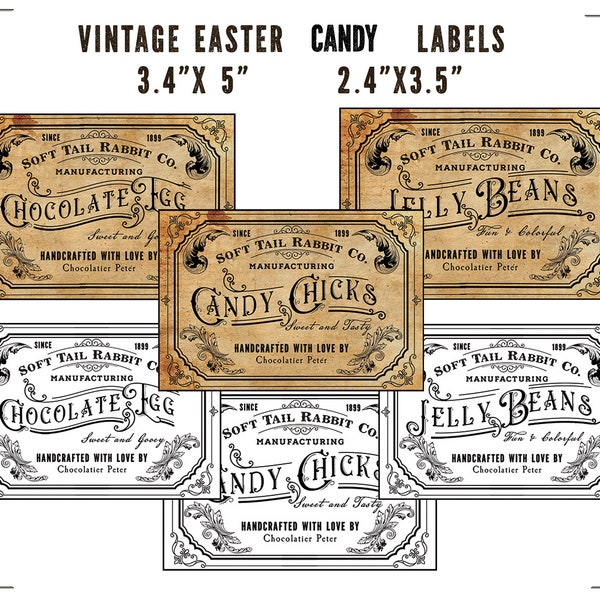 Primitive Easter Decor Label, Easter chocolate Vintage printable labels, Easter Download, candy label, treat bag tags, Easter chick