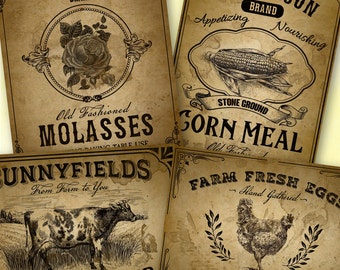 Vintage Farmhouse Kitchen Labels: Printable Pantry Jar Decor (Digital Download)