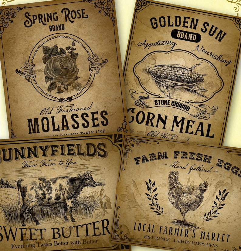 Vintage Farmhouse Kitchen Labels: Printable Pantry Jar Decor (digital ...
