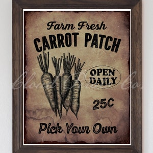 Primitive Karotte Patch Zeichen, Ostern druckbare Vintage Küche Wandkunst, Bauernhausdekor Bildtransfer, digitaler Download, Digitaldruck