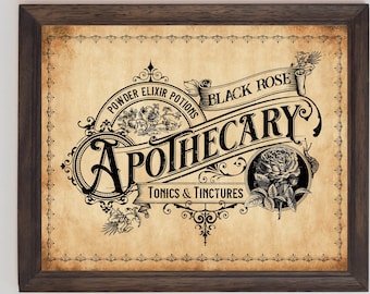 Personalized Apothecary Sign, printable witch decor, unique home gift for apothecary cabinet, gift for witch, digital download