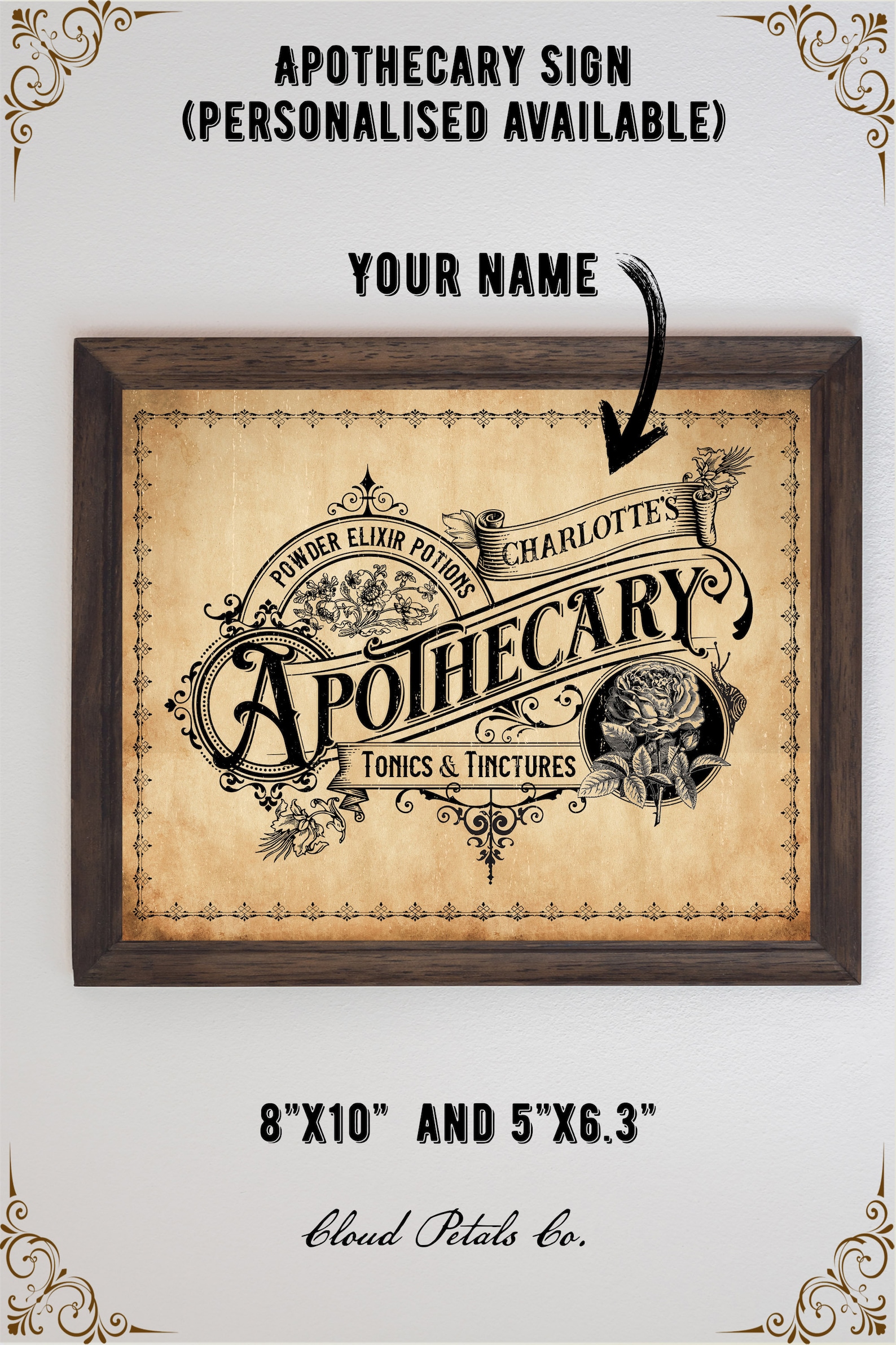 Personalized Apothecary Sign, Printable Witch Decor, Unique Home Gift