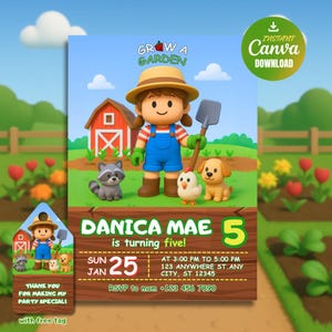 Cultive um Jardim Editável | Convite de Aniversário Roblox para Menina | Tema Cultive um Jardim | Festa Infantil | Modelo Canva 5x7 | Download Digital