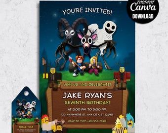 99 Nights Forest Birthday Invitation, Spooky Adventure Party Template (Digital Download)
