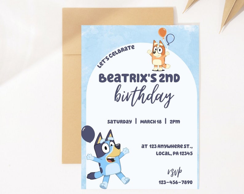 Blue y Invitation Digital Blue y Invitation Bluey Birthda y Invitation Custom Invitation Printable Invitation Invitation