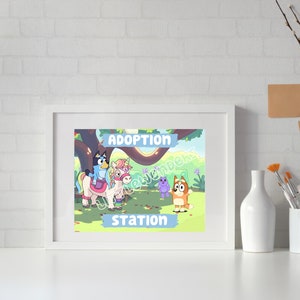 Adopt a Floppy, Certificate of Adoption, Blue y and Bingo Party, Blue y Birthday, Modern Minimal Dog theme party, Adopt a Unicorn
