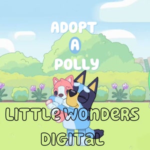 Adopt a Polly, Certificate of Adoption, Blue y and Bingo Party, Blue y Birthday, Modern Minimal Dog theme party