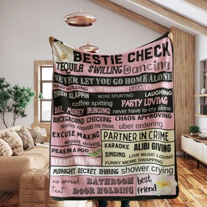 Bestie Check Blanket, COZY PLUSH FLEECE | Softest Blanket | Most Economical, Best Friend Gifts, Best Friend Blanket, Funny Blanket, Friends