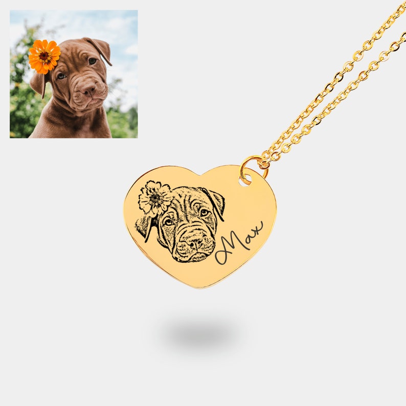 Custom Pet Portrait Necklace Personalized Gift for Her for Etsy
