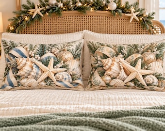 Seashell Starfish Coastal Lumbar Pillow
