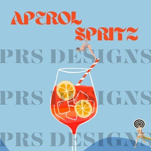 Aperol Spritz Art, Aperol Spritz Bar Cart Art, Aperol Spritz Print, Bar Cart Print, Drink Art