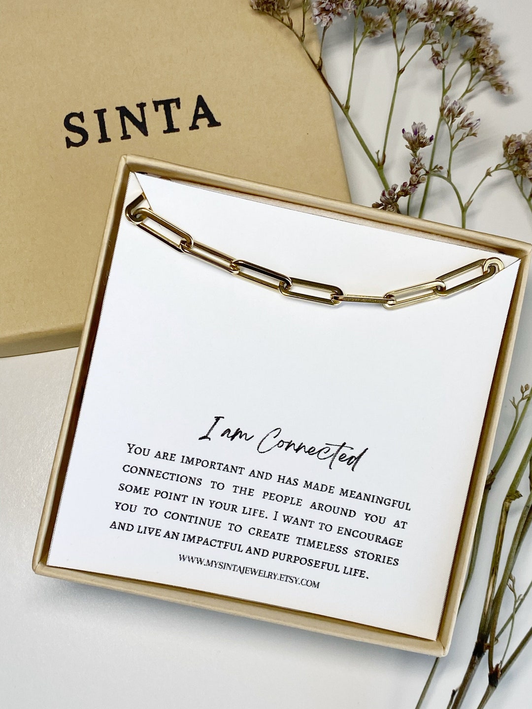 Self Love, Mental Health, Paperclip Gold Necklace, Minimalist