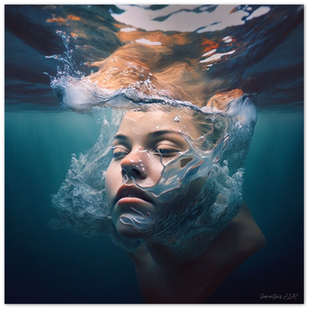 Girl Underwater Picture Metal Underwater Art Floating Etsy