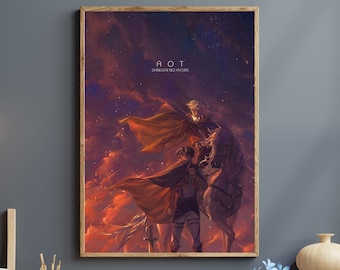 Arte mural de caballero de anime, póster de caballero de anime, arte mural de lucha de anime, arte mural de pintura de anime / regalo de anime para él, regalo para él, regalo de anime para ella
